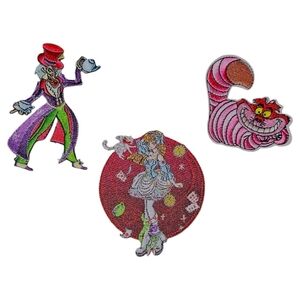 Alice In Wonderland Iron On Patches, Set of 3, New